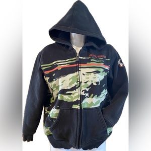 Metal Mulisha Zip front Sherpa lined youth medium hoodie Camo design